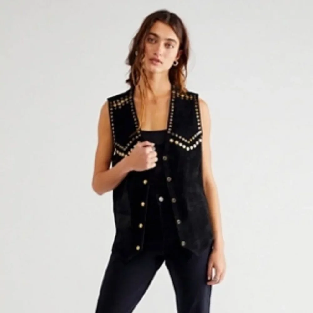 NWOT Free People Understated Leather Western Rachel Vest